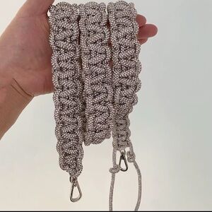 Silver Beaded Rope Glitter Handbag Purse Strap